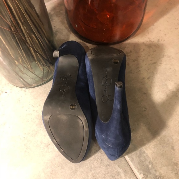 Jessica Simpson Dark Blue Suede Heels - Picture 5 of 6